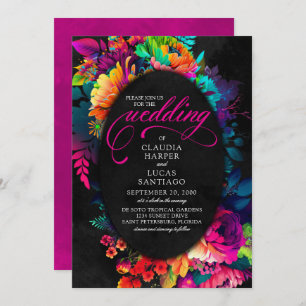 Invitation Aquarelle colorée Fiesta Mariage floral
