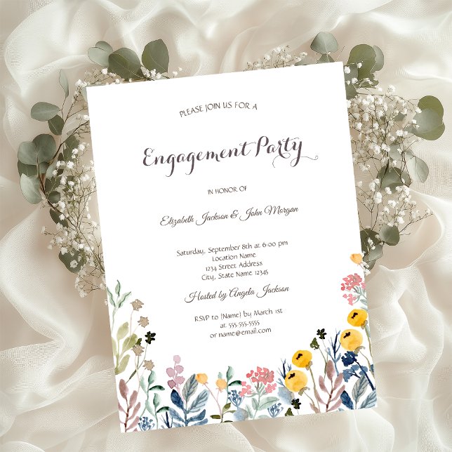 Invitation Aquarelle colorée Fleur sauvage Meadow (Créateur téléchargé)