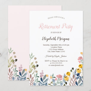 Invitation Aquarelle colorée Fleur sauvage Meadow Retirement
