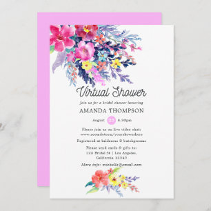 Invitation Aquarelle colorée Floral Fête des mariées virtuell