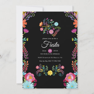 Invitation Aquarelle colorée Floral Mexicain Fiesta