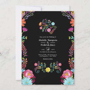 Invitation Aquarelle colorée Floral mexicain Fiesta Mariage