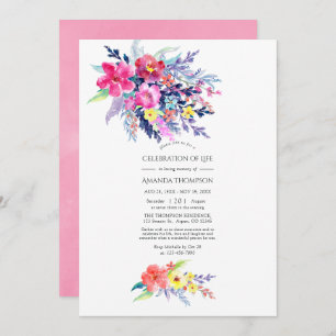 Invitation Aquarelle colorée Florale Célébration de la vie
