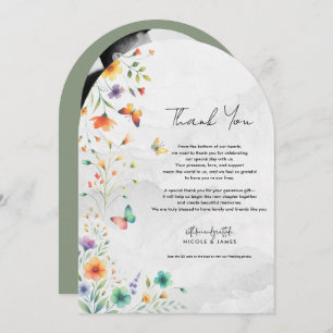 Invitation Aquarelle colorée Merci papillon floral