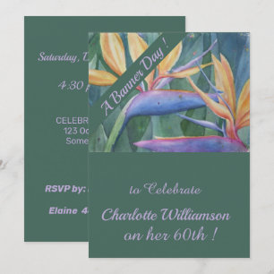 Invitation Aquarelle colorée tropicale Anniversaire floral