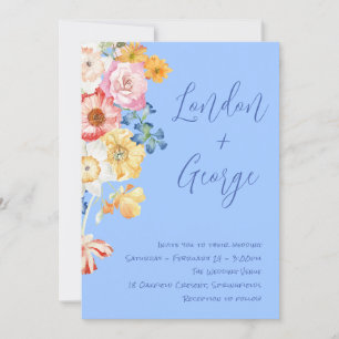 Invitation Aquarelle colorée tropicale Mariage floral