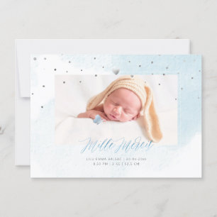 Invitation Aquarelle Confettis Remerciement Naissance Fille