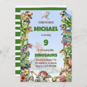 Invitation Aquarelle Cool Dinosaure réaliste Anniversaire
