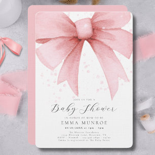 Invitation Aquarelle Coquette rose Baby shower de script Bow
