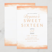 Aquarelle corail orange moderne chic Sweet 16