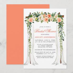 Invitation Aquarelle Coral Floral Canopée Fête des mariées