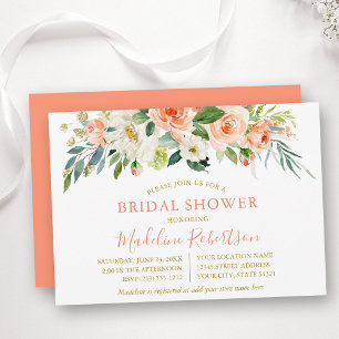 Invitation Aquarelle Coral Floral Gold Fête des mariées