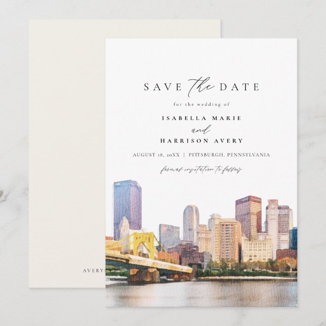 Invitation Aquarelle Corfou Grèce Kerkyra Sauvez la date Inv (Devant / Derrière)