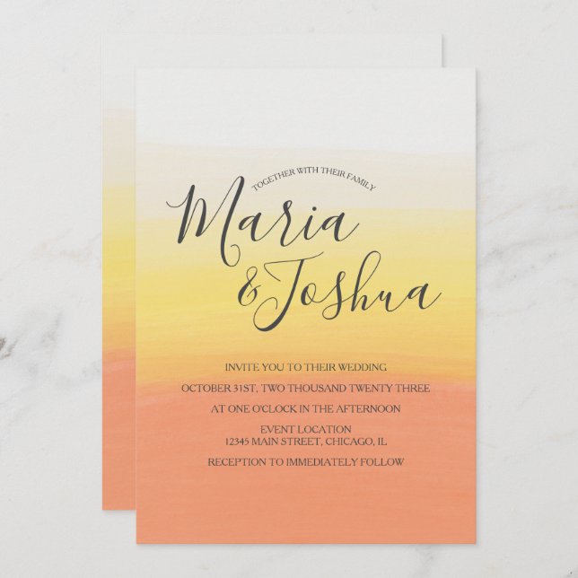 Invitation Aquarelle Corne à bonbons Halloween OMBRÈ Mariage (Devant / Derrière)