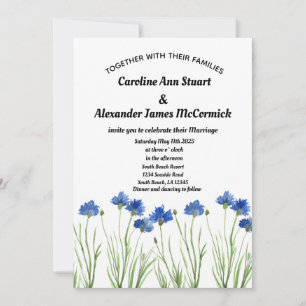 Invitation Aquarelle Cornflowers Fleur sauvage Floral Mariage