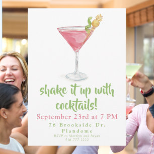 Invitation Aquarelle Cosmopolitan Secouez avec des Cocktails