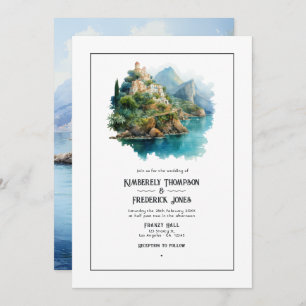 Invitation Aquarelle Côte Amalfi Italie Destination Mariage