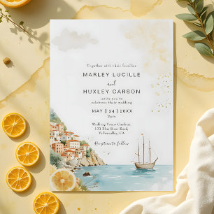 Invitation Aquarelle Côte Amalfi Mariage d'été italien