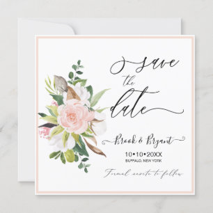 Invitation Aquarelle Coton Blush Roses Enregistrer la date