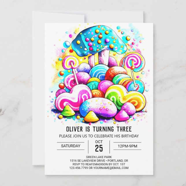 Invitation Aquarelle Cotton Candy Anniversaire de enfant (Devant)
