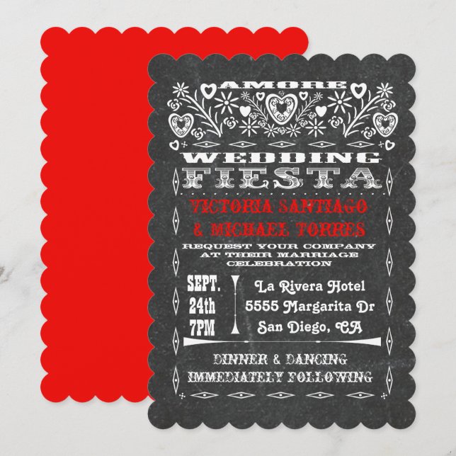 Invitation Aquarelle Coucher de soleil Mariage mexicain Papel (Devant / Derrière)