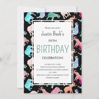 Invitation Aquarelle couleur mignonne Eléphant Modèle