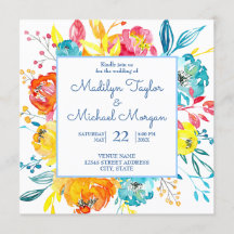 Aquarelle couleur vive Mariage floral