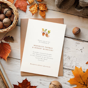 Invitation Aquarelle couleur Whimsical Acorns Mariage de auto