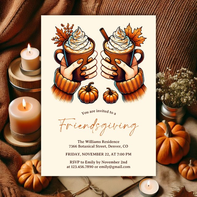 Invitation Aquarelle Couleurs de chute Citrouille Épices (Watercolor Fall Colors Pumpkin Spice Friendsgiving Invitation)