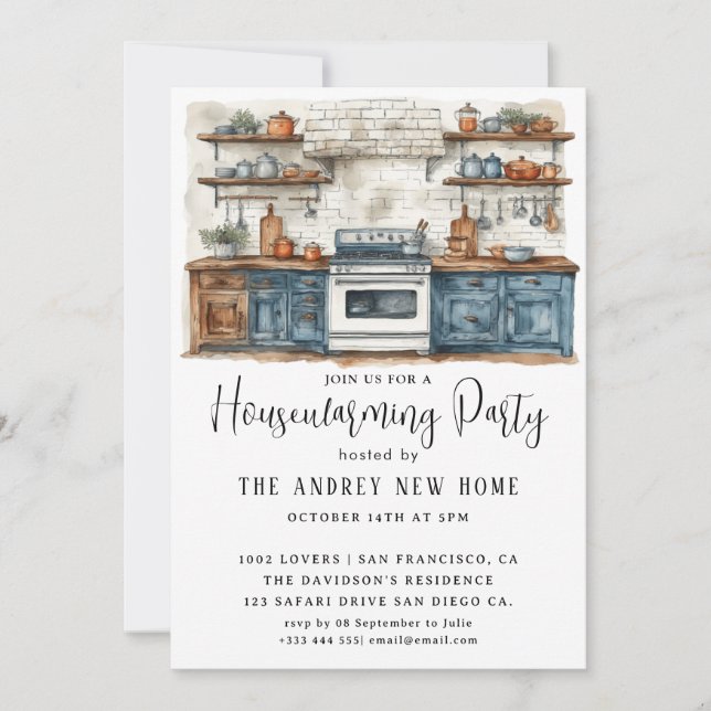 Invitation Aquarelle Country Kitchen (Devant)