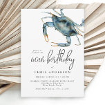 Invitation Aquarelle Crabe bleu Fruits de mer 60e anniversair<br><div class="desc">L'invitation parfaite pour fêter un 60e anniversaire spécial avec un dîner le long de la côte, ce design présente un crabe bleu dans le coin supérieur en aquarelles vibrantes. Le jumelage de texte d'invitation est moderne avec une élégance décontractée qui est à la fois de bon goût et hospitalier. Il...</div>