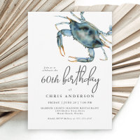 Aquarelle Crabe bleu Fruits de mer 60e anniversair