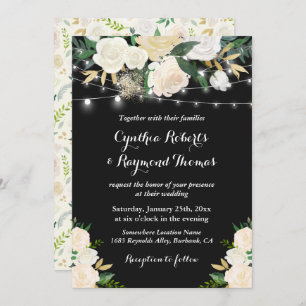 Invitation Aquarelle Crème d'ivoire Floral String Mariage