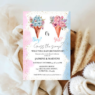 Invitation Aquarelle Crème glacée Devine le genre révéler