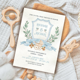 Invitation Aquarelle Crest Baby Blue Douche