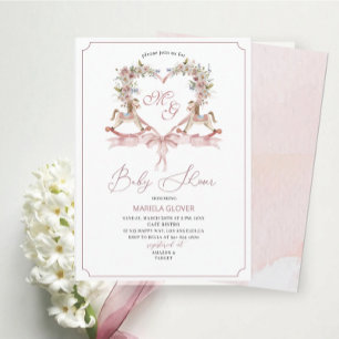 Invitation Aquarelle Crêtes Fleurs roses Fleurs rocheuses Che