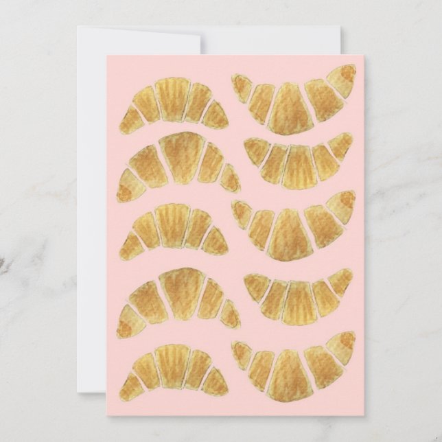 Invitation Aquarelle Croissant Rose  (Devant)