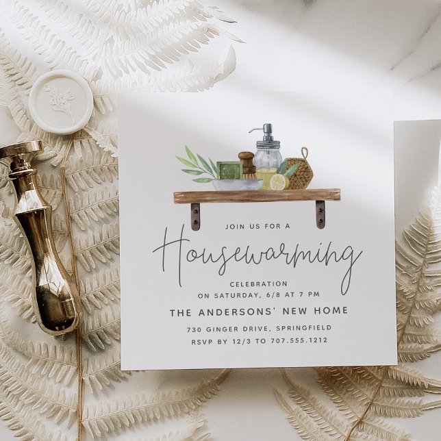 Invitation Aquarelle Cuisine étagère Fête de chauffage domest (Créateur téléchargé)