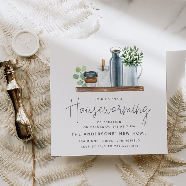 Invitation Aquarelle Cuisine étagère Fête de chauffage domest (Créateur téléchargé)