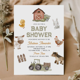 Invitation Aquarelle Cute Animaux de ferme Barnyard Baby show