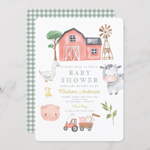 Invitation Aquarelle Cute Animaux de ferme Barnyard Baby show