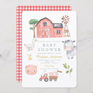 Invitation Aquarelle Cute Animaux de ferme Barnyard Baby show