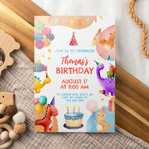 Aquarelle Cute Dinosaur Anniversaire