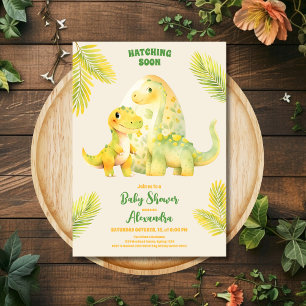 Invitation Aquarelle Cute Dinosaur Hatching Bientôt Baby show