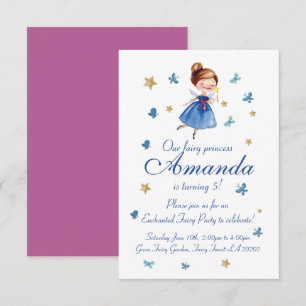 Invitation Aquarelle CUTE Fairy Princess Butterfly Anniversai