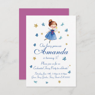 Invitation Aquarelle CUTE Fairy Princess Butterfly Anniversai