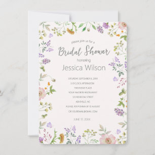 Invitation Aquarelle Cute Floral Meadow Fête des mariées