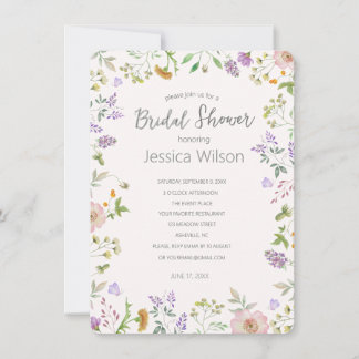 Invitation Aquarelle Cute Floral Meadow Fête des mariées