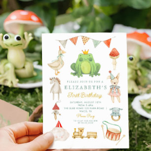 Invitation Aquarelle Cute Frog Toys Cottage Premier anniversa