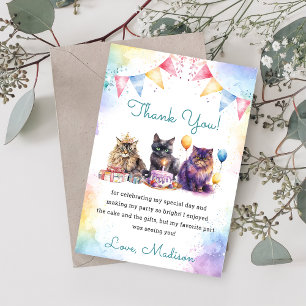 Invitation Aquarelle Cute Kitty Chat 1er anniversaire